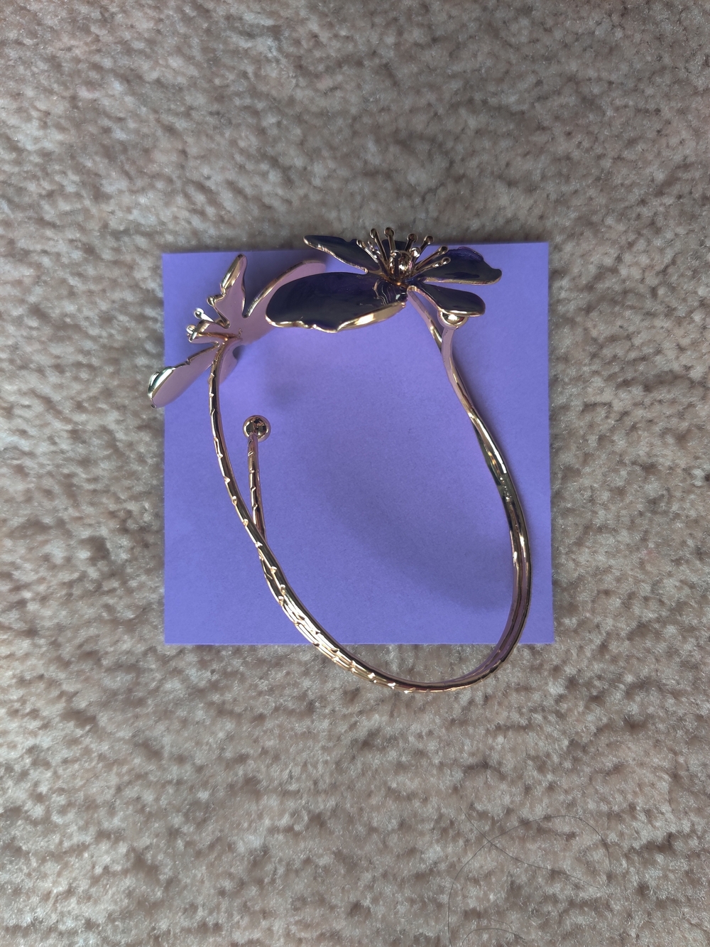 Gold Floral Open Bangle Bracelet - Women Accessories